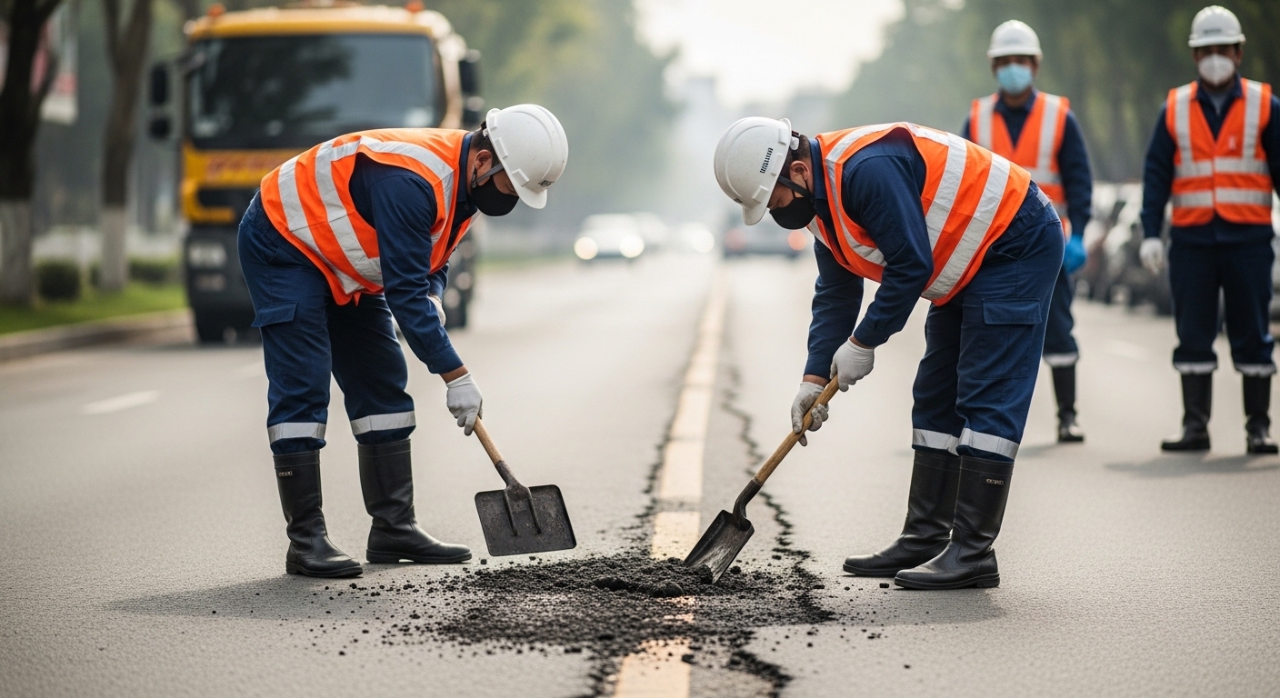 Asfalt yama ve onarım uygulaması